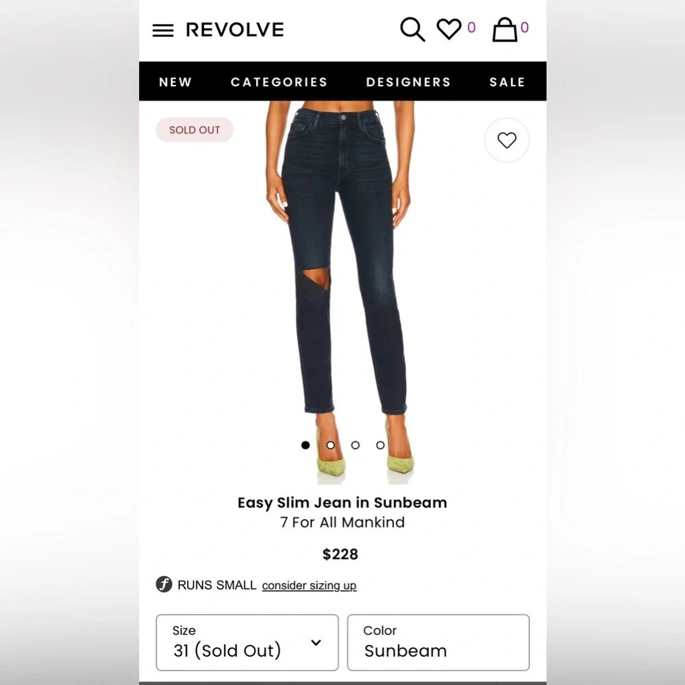 REVOLVE: 7 For All Mankind Easy Slim Jeans Sz 31 Color: Sunbeam - Picture 7 of 15